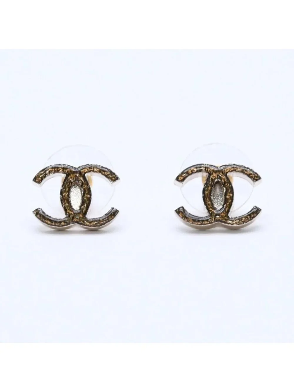 Chanel Earrings Slim CC Logo Marble Pattern Gold Black 10 One Side CC Chain 10c